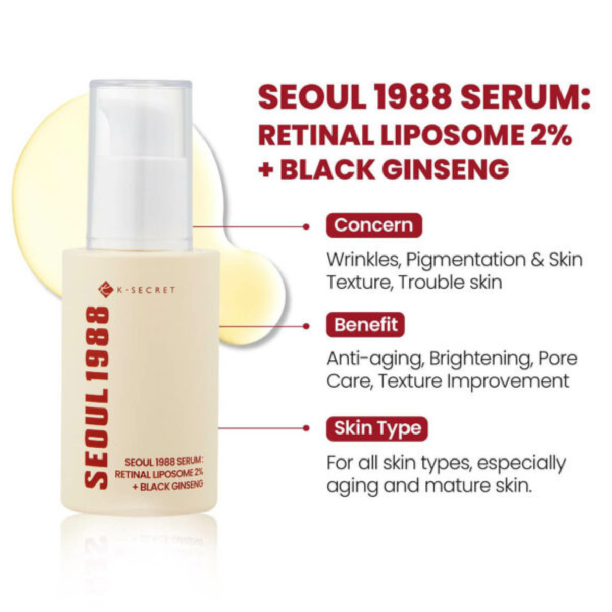 Seoul 1988 Serum Retinal liposome 2% 30ML+Black Ginseng 1.01 floz