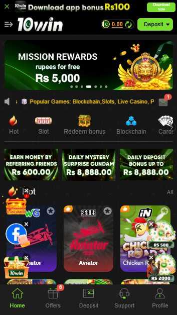 10win Game homepage interface