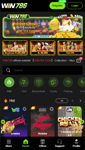 Win786 Game home screen